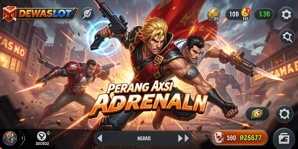 Tampilan seru gameplay DEWASLOT saat bertarung di arena aksi.