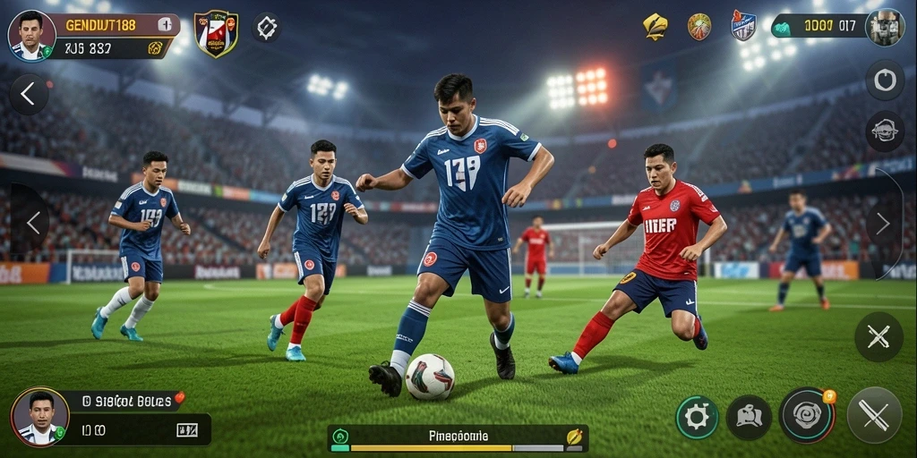 Tampilan gameplay menarik dari GENDUT188 menampilkan pertandingan sepak bola yang mendebarkan.
