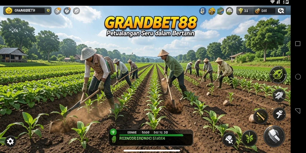 Tampilan indah dari gameplay petualangan bertani di GRANDBET88.