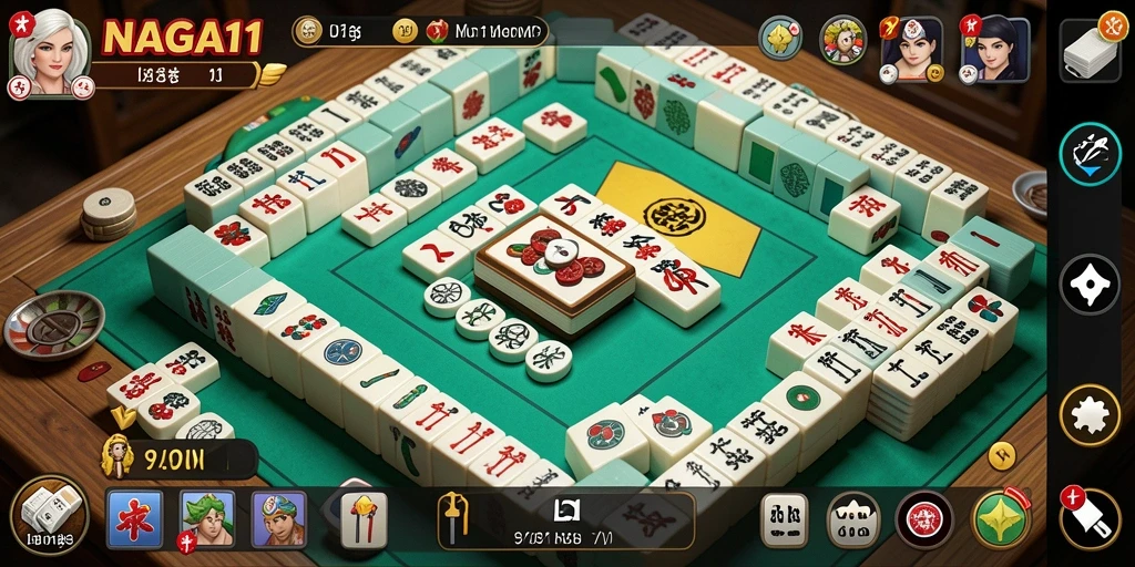 Screenshot utama NAGA11 menampilkan gameplay Mahjong yang menarik dan interaktif.