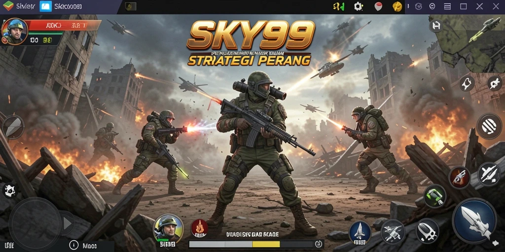 Tangkapan layar gameplay strategi pertempuran di <strong>SKY99</strong>.